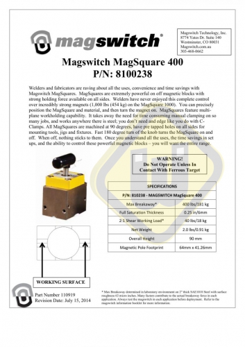 Schakelbare Magneetblokken Magsquare 400