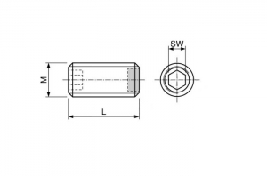 Technische tekening Stelschroef met Neodymium magneet verzinkt ST10x50NdAG-v